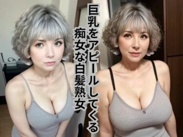 [熟女のエデン]［AI美女写真集］巨乳をアピールしてくる痴女な白髪熟女