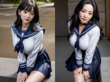 [熟女のエデン]30代/40代/50代で普通乳〜巨乳サイズのセーラー服を着た黒髪熟女人妻の着衣おっぱい＆胸の谷間「リアル・実写系」写真集